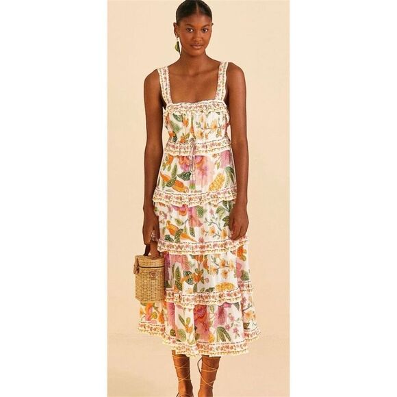 Farm Rio Off-White Macaw Bloom Midi Dress – NWT Size Medium – SOLD OUT ONLINE - Picture 2 of 16